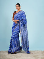 Blue Viscose Small Buti Print Saree