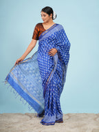 Blue Viscose Small Buti Print Saree