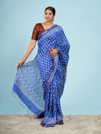 Blue Viscose Small Buti Print Saree