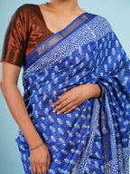 Blue Viscose Small Buti Print Saree