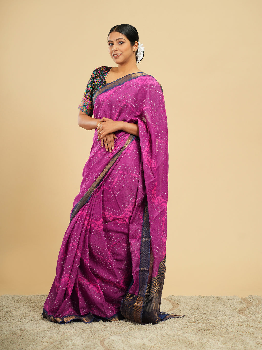 Midnight Jacquard Jamun Saree