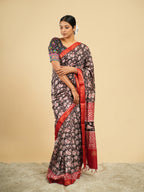 Rose Block Print Modal Saree