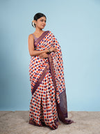 Mrinali Polka on Viscose Saree Plum and Rust