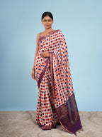 Mrinali Polka on Viscose Saree Plum and Rust