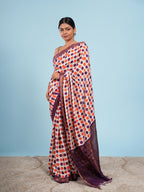 Mrinali Polka on Viscose Saree Plum and Rust