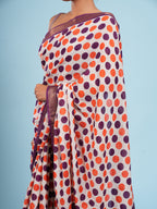 Mrinali Polka on Viscose Saree Plum and Rust