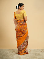 Modal Floral Print Saree Orange Border