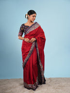 Patola Border Red Saree-Modal