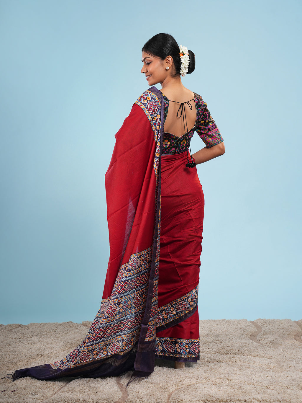 Patola Border Red Saree-Modal