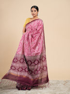 Gulabi Modal Bandhni Print Saree Rose Pink
