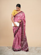 Gulabi Modal Bandhni Print Saree Rose Pink
