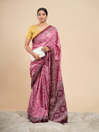 Gulabi Modal Bandhni Print Saree Rose Pink