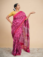 Viscose Chanderi Bandhni Print Saree Magenta