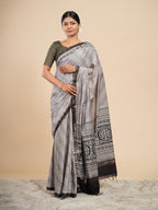 Dhara Modal Bandhni Print Saree Silver Grey