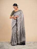 Dhara Modal Bandhni Print Saree Silver Grey