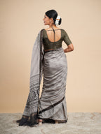 Dhara Modal Bandhni Print Saree Silver Grey