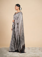 Dhara Modal Bandhni Print Saree Silver Grey