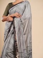 Dhara Modal Bandhni Print Saree Silver Grey