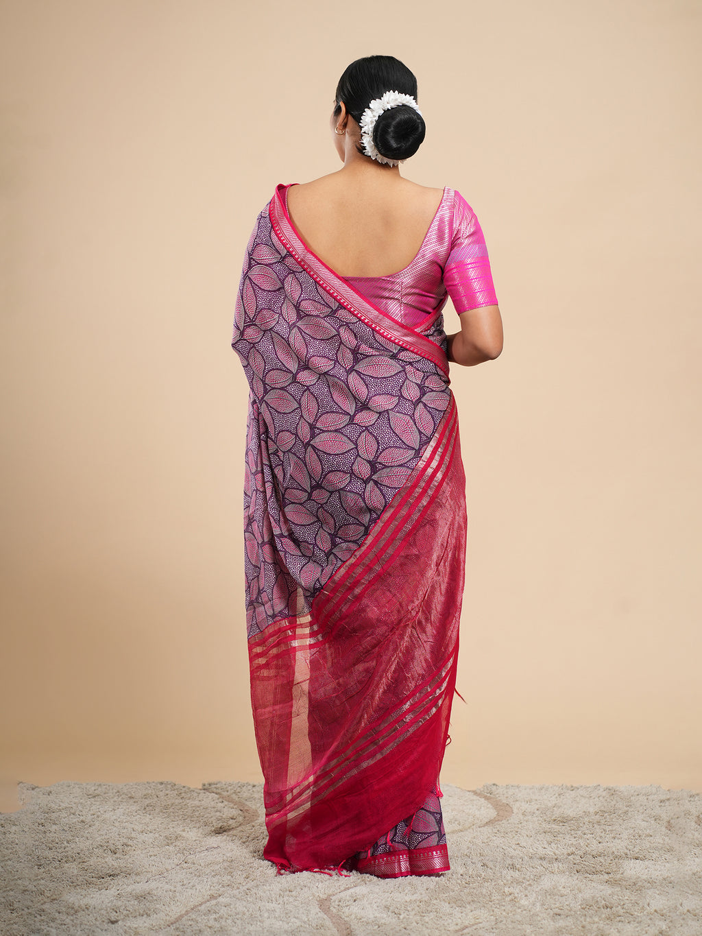 Soft Silk Printed Saree Magenta