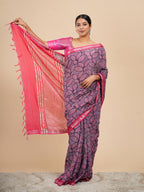 Soft Silk Printed Saree Magenta