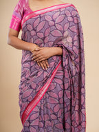 Soft Silk Printed Saree Magenta
