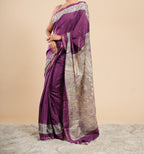 Plum Chanderi Madhubani Saree