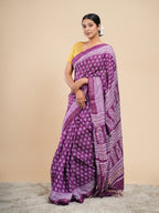 Chanderi Viscose Printed Saree Violet