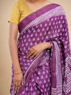 Chanderi Viscose Printed Saree Violet