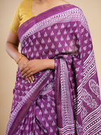 Chanderi Viscose Printed Saree Violet