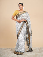 White Viscose Pencil Kalamkari Saree