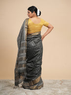 Vanyaa Zari Bamboo Silk Saree Charcoal Grey