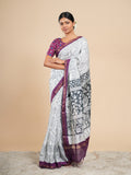 Rithika Viscose Chanderi Pencil Kalamkari Saree Off White