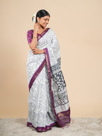 Rithika Viscose Chanderi Pencil Kalamkari Saree Off White