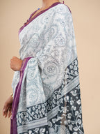 Rithika Viscose Chanderi Pencil Kalamkari Saree Off White