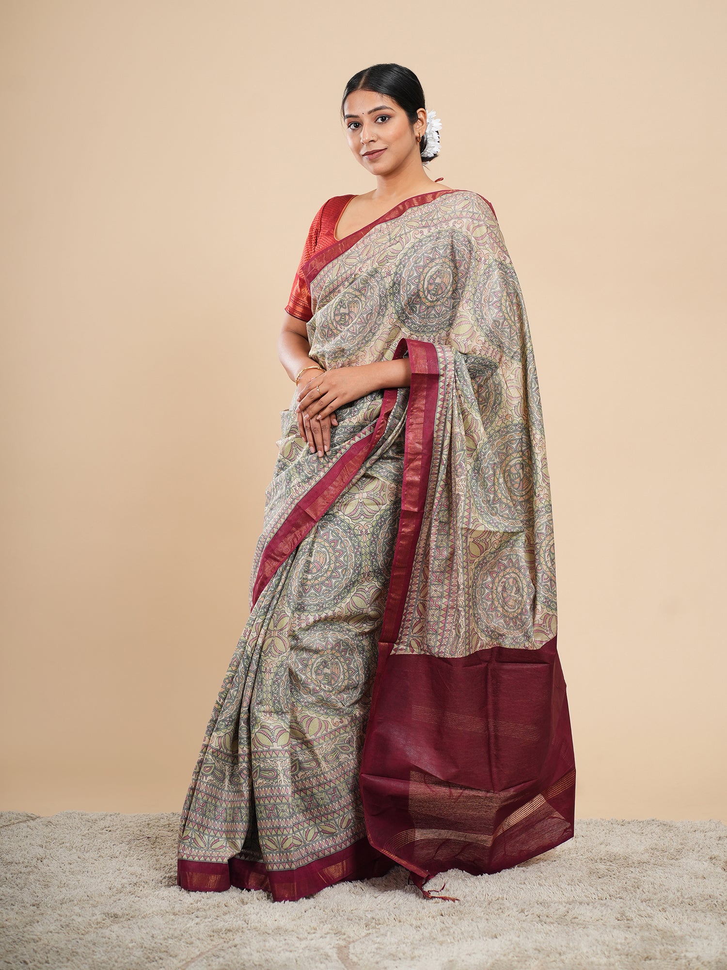 Vaani Viscose Chanderi Madhubani Saree