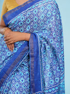 Neelambara Viscose Geometric Print Saree Indigo Blue