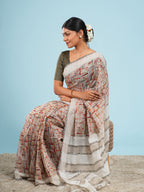 Nirjara Bamboo Silk Block Print Saree