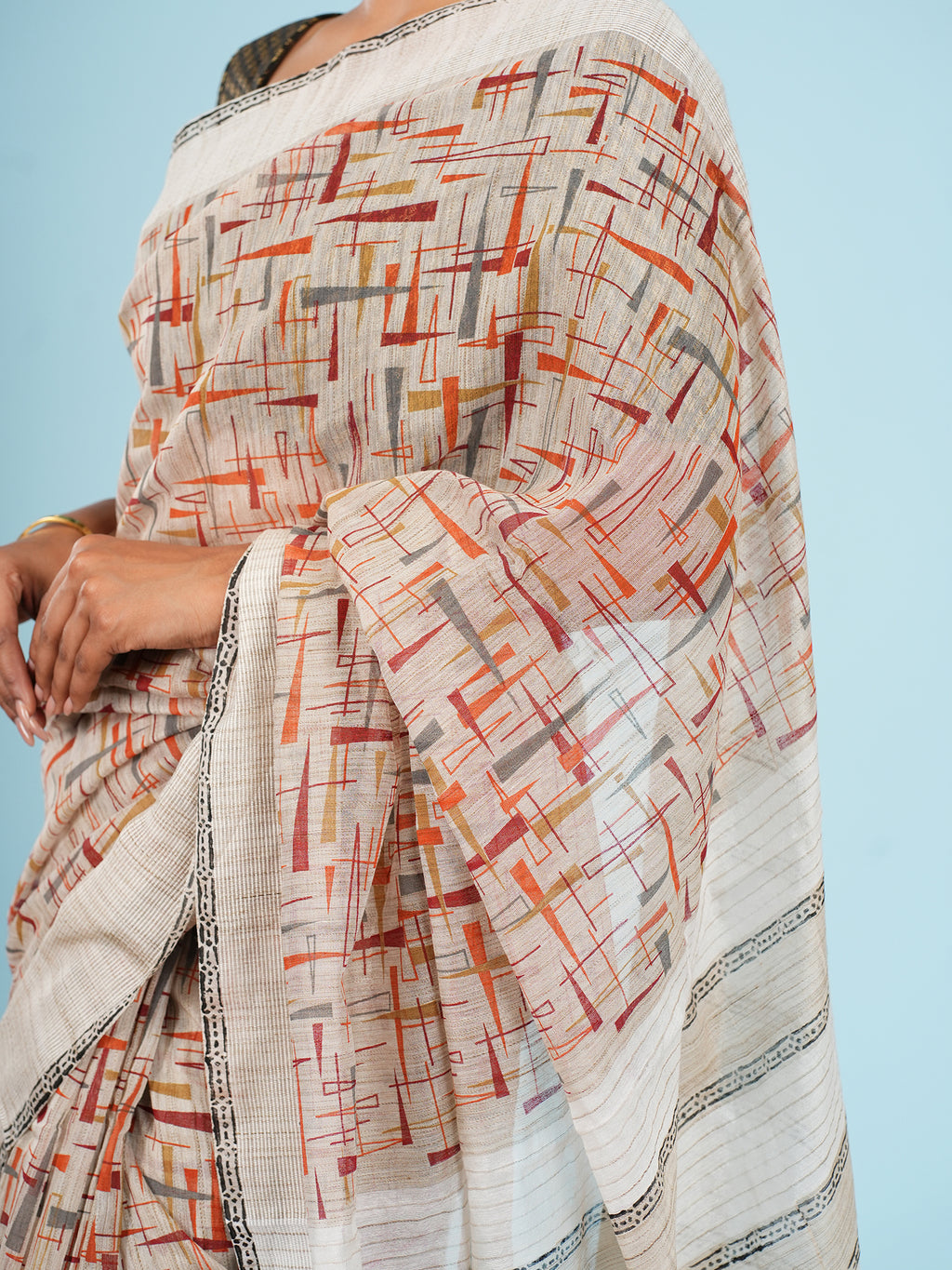 Nirjara Bamboo Silk Block Print Saree