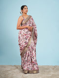 Blush pink floral self-jacquard saree – Koshnika