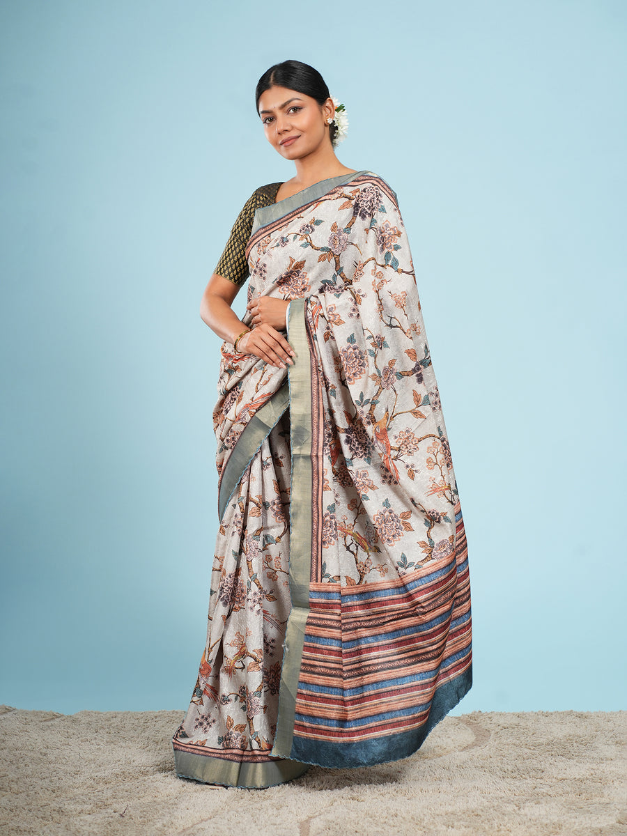 Aritika saree, woven floral jacquard texture close-up – Koshnika