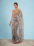 Iraja Madhubani Tussar Saree-Rust
