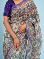 Madhubani Tussar Saree Multicolour Border