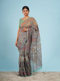 Katha Tussar Madhubani Print Saree Ivory