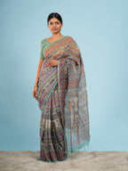 Katha Tussar Madhubani Print Saree Ivory