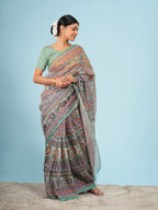 Katha Tussar Madhubani Print Saree Ivory