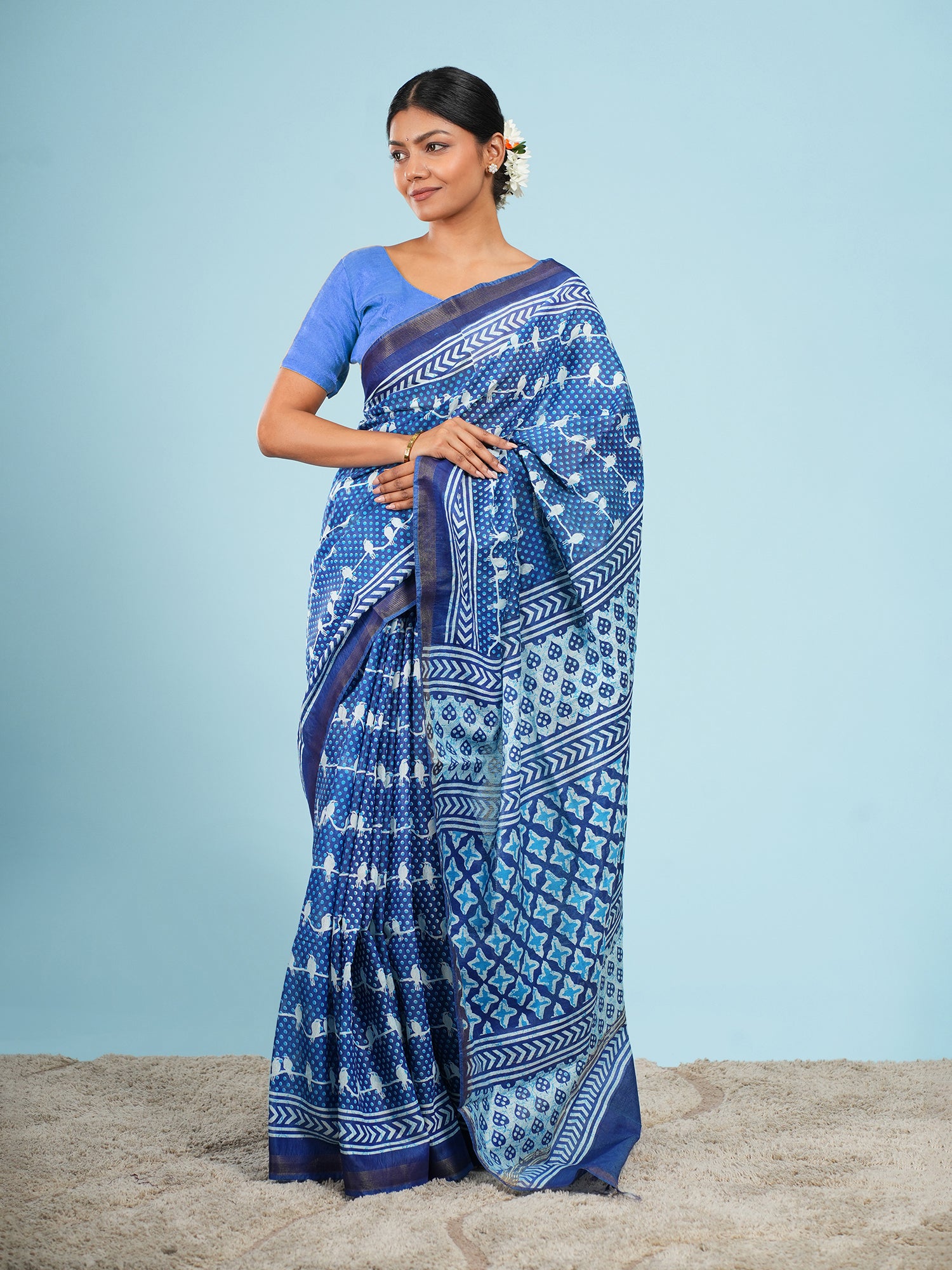 Blue Bird Viscose Printed Saree