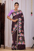 Kapila Deep Coffee Banana Silk Saree — front view