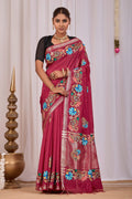 Madira Wine Banana Silk Saree — front view
