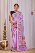 Malvi Lavender Banana Silk Saree — front view