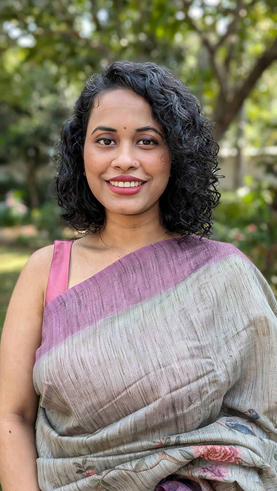 Myna – Sage Grey Bamboo Tissue Saree